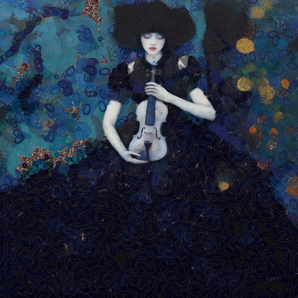 The Silent Song of Healing - Girl with Violin by Sandy Richter