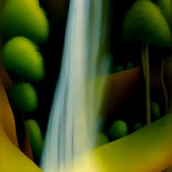 Zen Minimalist Modern Aesthetic Abstract Waterfall Nature Painting