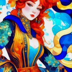 Colorful Whimsical Abstract Cute Vintage Style Fantasy Girl Painting 