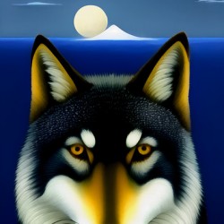 Abstract Contemporary Wolf Face Portrait Painting