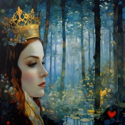 Fantasy Queen in Enchanted Forest – Lost Heart Fairytale Portrait Art
