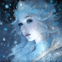 Mystical Ice Queen - Fantasy Winter Goddess Portrait in Blue Tones