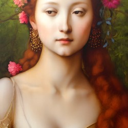 Renaissance Flower Muse - Romantic Classical Portrait with Floral Fantasy Beauty