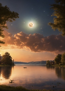 Twilight Reflections: Moonlit Serenity
