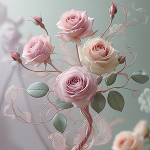 Elegant Pink Roses with Delicate Floral Details