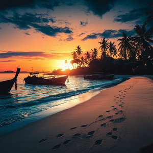 Tranquil Sunset by the Shore – Tropical Bliss