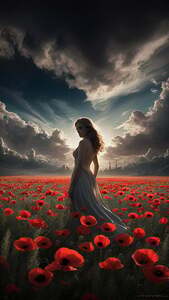 Elegance in the Poppy Field: A Moment of Reflection