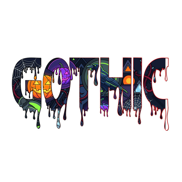 Gothic typography with Halloween illustrations and dripping text by AZMotion