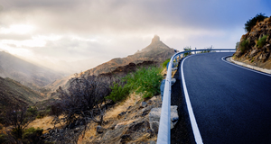 Roque Bentayga seen from the road on a beautiful and misty day