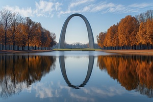 yakynuka Gateway Arch reflected in the calm water