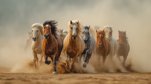 yakynuka Horse herd run in desert sand storm agai
