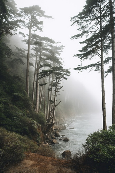  Foggy trees on the west coast Print