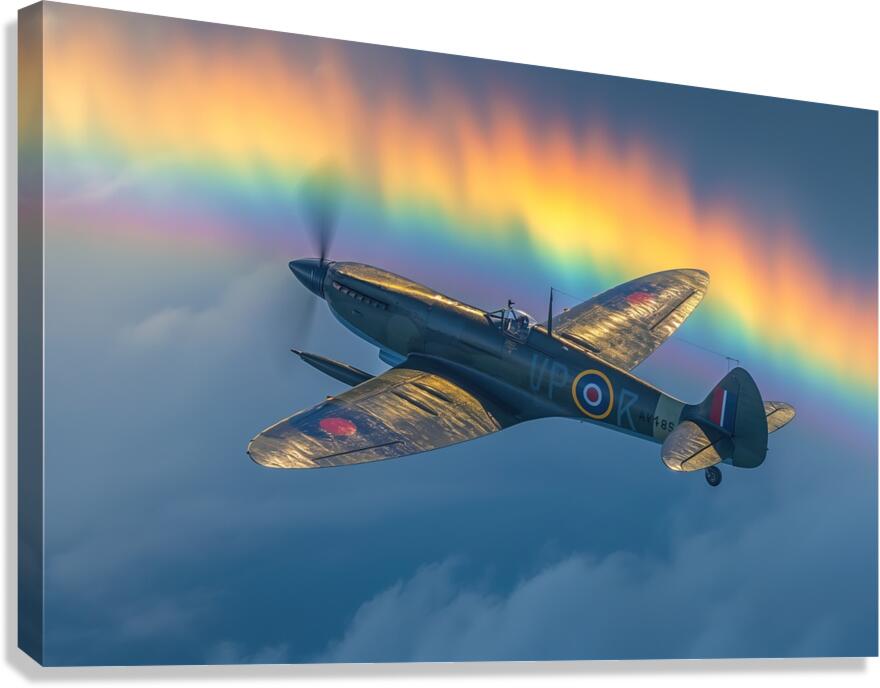 yakynuka A Spitfire passing through a Rainbow cre Canvas Print