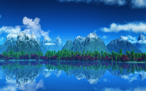 mountains with snow trees Print