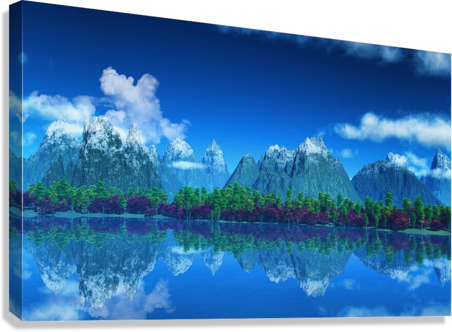 mountains with snow trees Canvas Print