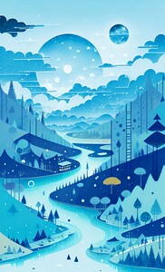 mountains forest river mountain landscape in blue colors  8 in collection
