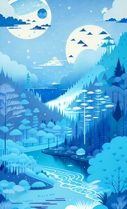 mountains forest river mountain landscape in blue colors  7 in collection