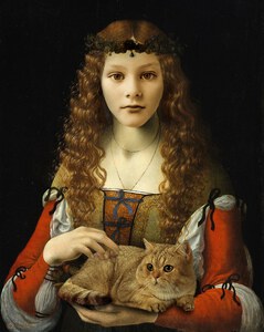 Girl with cat portret painting Renaissance baroque period