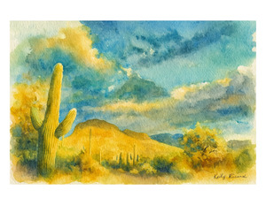 Saguaro Cactus Watercolor Desert