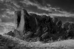 Crumbling  Sandstone Monolith IndianPoint BW