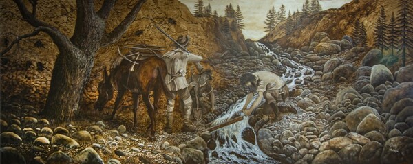 GOLD WASHING IN THE FEATHER RIVER   by Frank Wilson