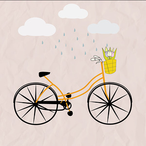 bicycle rainy paper effect cartoon
