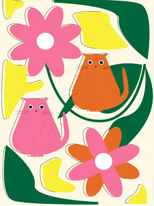 cat cartoon flower colorful kitten