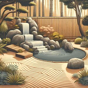garden waterfall sand