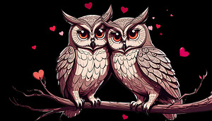 owl birds heart love couple