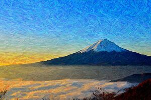 painting fujiyama volcano nature