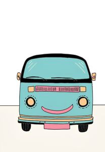 retro hippie van 70s 80s drawing pop art