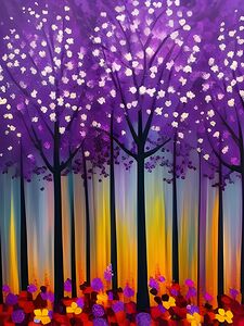 trees painting forest