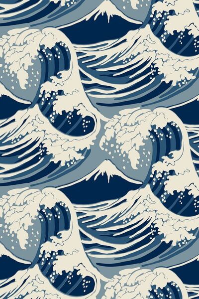 Japanese Wave Pattern Print
