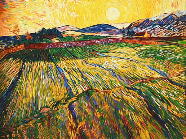 trees countryside painting Print