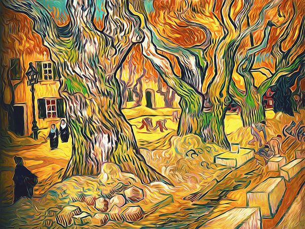 trees painting vincent van gogh art Print