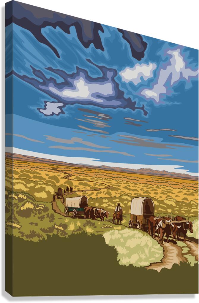 wyoming travel poster landscape Canvas Print