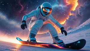 A futuristic astronaut in a sleek 3x