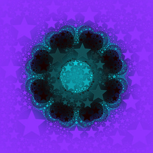 Black and Turquoise-Teal Mandala w-Purple Background and Stars ~ 10.12.22.1