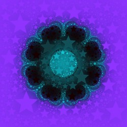 Black and Turquoise-Teal Mandala w-Purple Background and Stars ~ 10.12.22.1