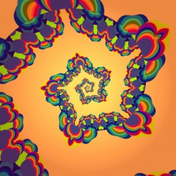 Penta-Spiral Abstract Design with a Golden Gradient Background ~ 100322.6