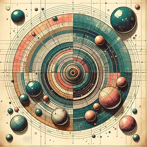 Circles With Spheres Teal With Orange