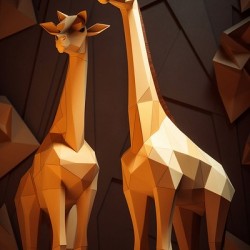 Giraffe Low Poly Art Wall Decor 