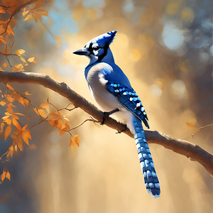A vibrant blue jay perched on a branch wallpaper