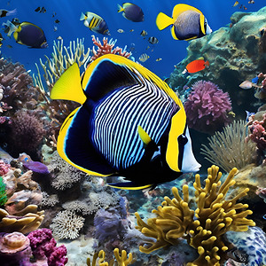underwater kingdom teeming with a variety of beautiful fish