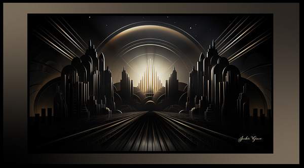 Deco City Night Scape   by Jackie Grace