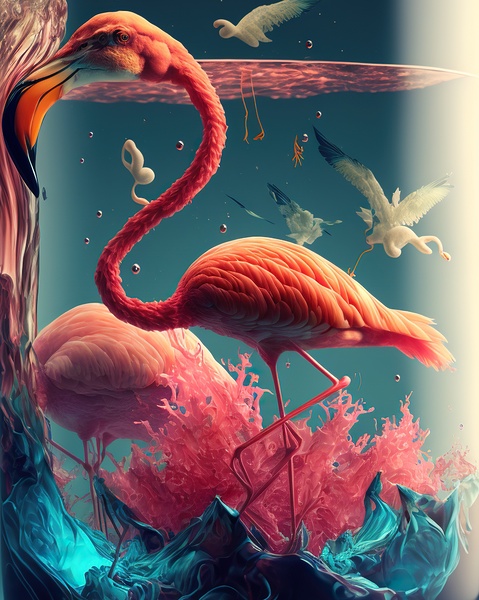 Flamingo Under Glass by Jackie Grace