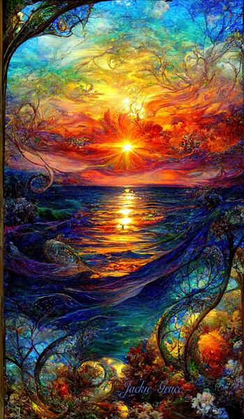 Sunset on the Ocean Blue Print