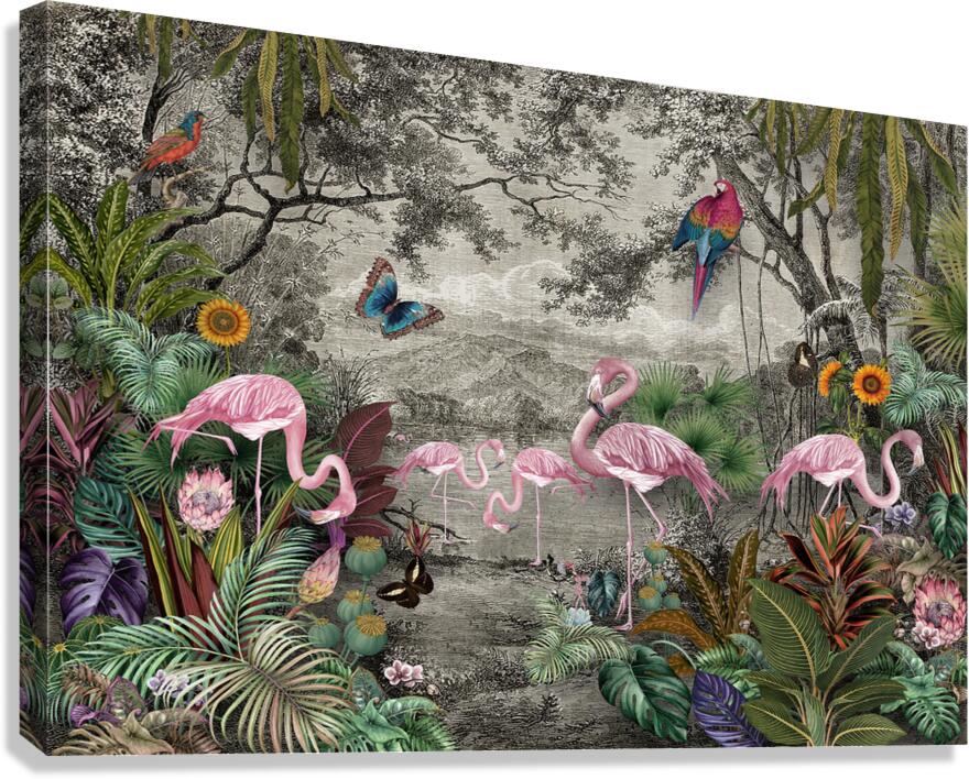 Flamingo Paradice Tapestry  Canvas Print