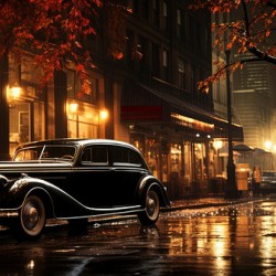 Night Fall Vintage Car Scene 1
