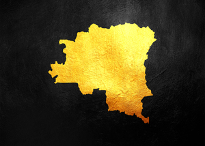 Democratic Republic of the Congo Gold Map Wall Art